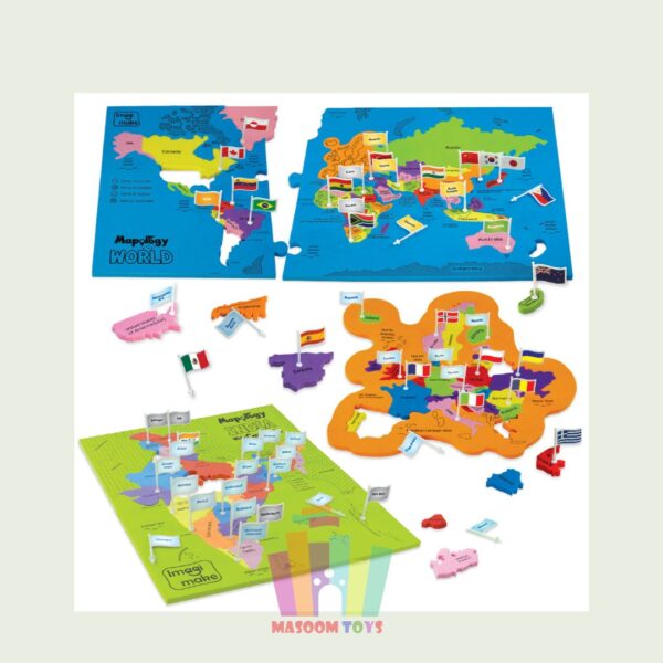 Imagimake Mapology Combo: Map Puzzle of India and World with Capitals and Flags of Countries