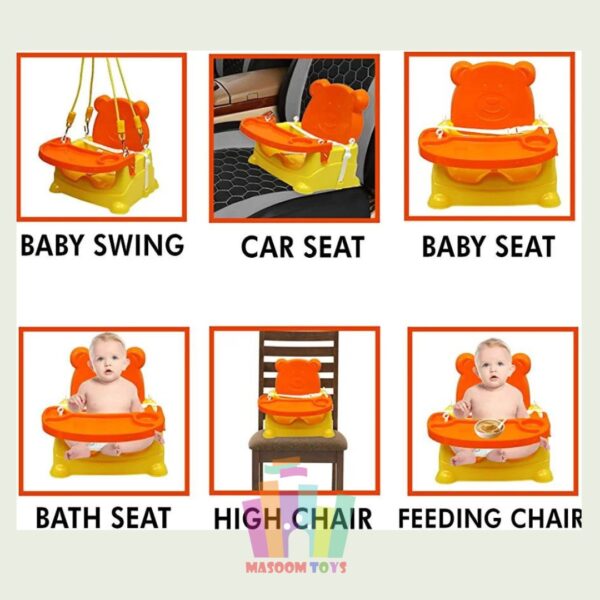 6-in-1 Multipurpose Booster Seat Swing Kids Feeding High Chair with Long Hook Ropes - Image 2