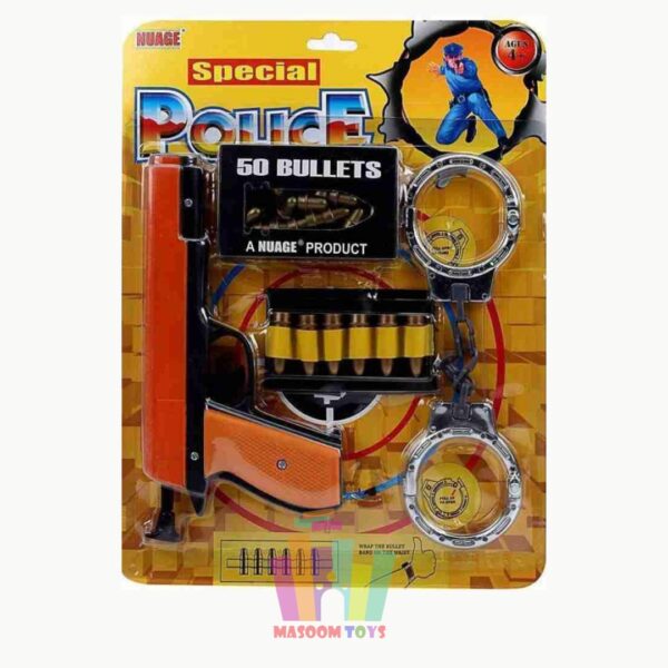 Nuage Special Police Force Set with Gun, Handcuffs, Wrist Bullet Holder and 50 Dummy Bullets.