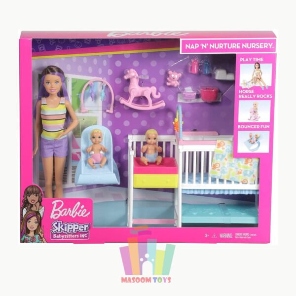 Barbie Nap N' Nurture Nursery Dolls And Playset with Skipper Babysitters