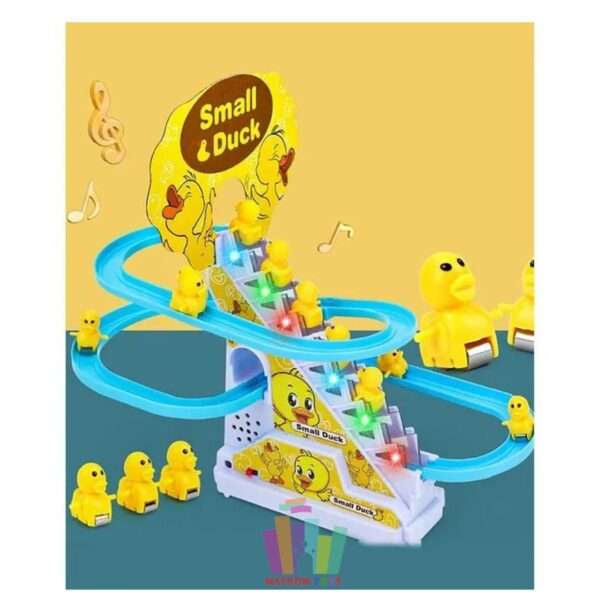 Duck Slide Toy Set, Funny Automatic Stair-Climbing Ducklings Cartoon Race Track Set Little Lovely Duck Slide Toy Escalator Toy with Lights and Music (Duck Slide 01), Multi - Image 2