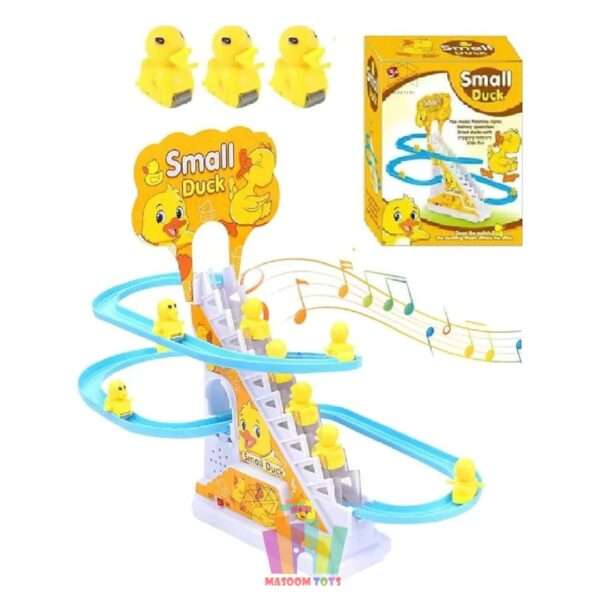 Duck Slide Toy Set, Funny Automatic Stair-Climbing Ducklings Cartoon Race Track Set Little Lovely Duck Slide Toy Escalator Toy with Lights and Music (Duck Slide 01), Multi